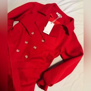Grace Karin Vibrant Red Trench Coat